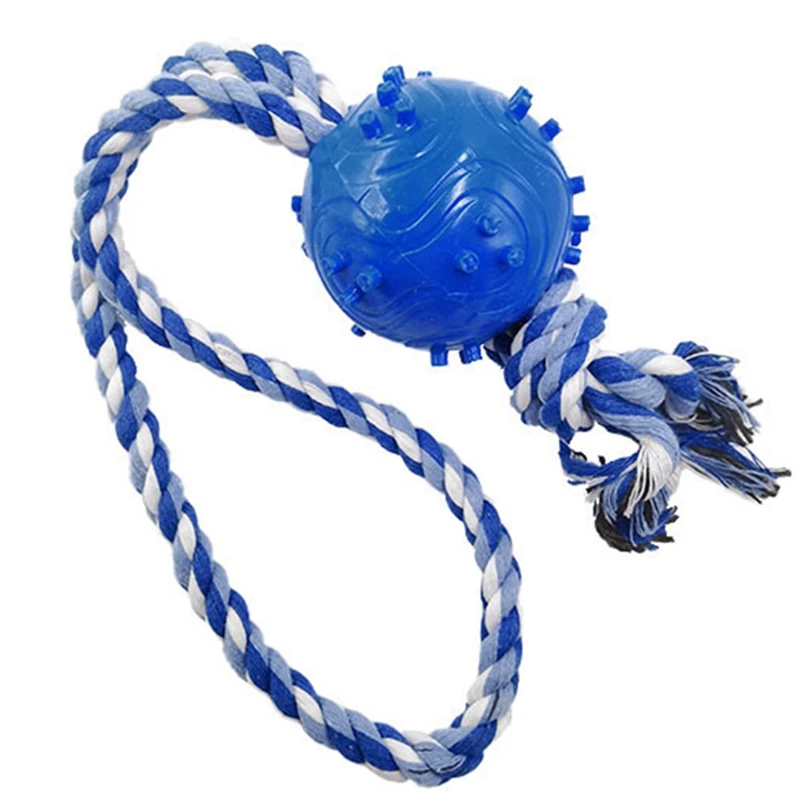 

1Pcs Dog Bite Rope Toys Pets Dogs Supplies Pet Dog Puppy Cotton Chew Toy Durable Braided Convex Rubber Bone Knot Funny Tool
