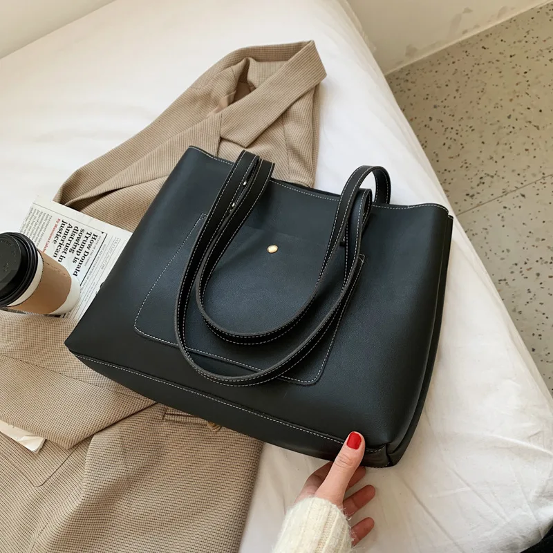 

Textured Bags, Women's Bags, Autumn and Winter New Style 2021 Fashion Ladies Simple Commuter Big Bag Tote Bag Wild Shoulder Bag