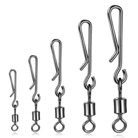 50pcsfishing barrel bearing swivel stainless steel hanging ring connector fishhooks with interlock snap fishing accessories