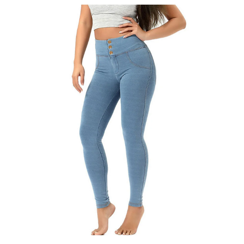 

Womens Fake Jeans High Waist for Sports Running Shape Body Style Pull Up Butt Pants ouc484