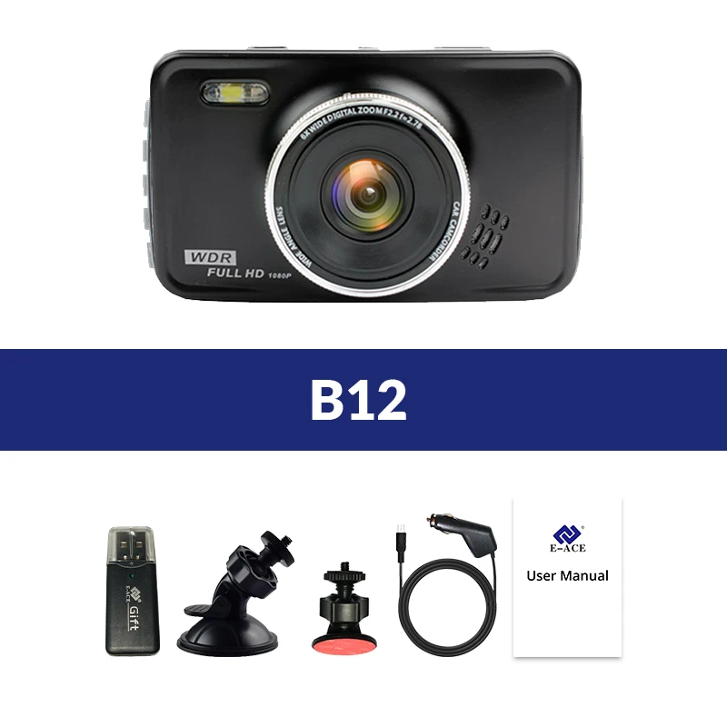 E-ACE Автомобильный видеорегистратор Camara Full HD 1080P видео рекордер со светодиодным фонариком Dashcam Авто регистратор автомобильная видеокамера Dash камера Автомобильный видеорегистратор s