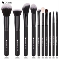ducare 10pcs professional makeup brush set synthetic goat hair powder foundation eyeshadow eyeliner black make up brushes tools