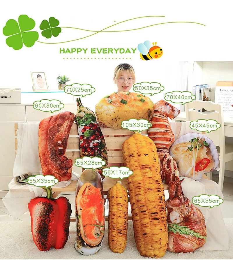Имитация еды Мехико подушка для барбекю сиденья морская еда плюшевая игрушка