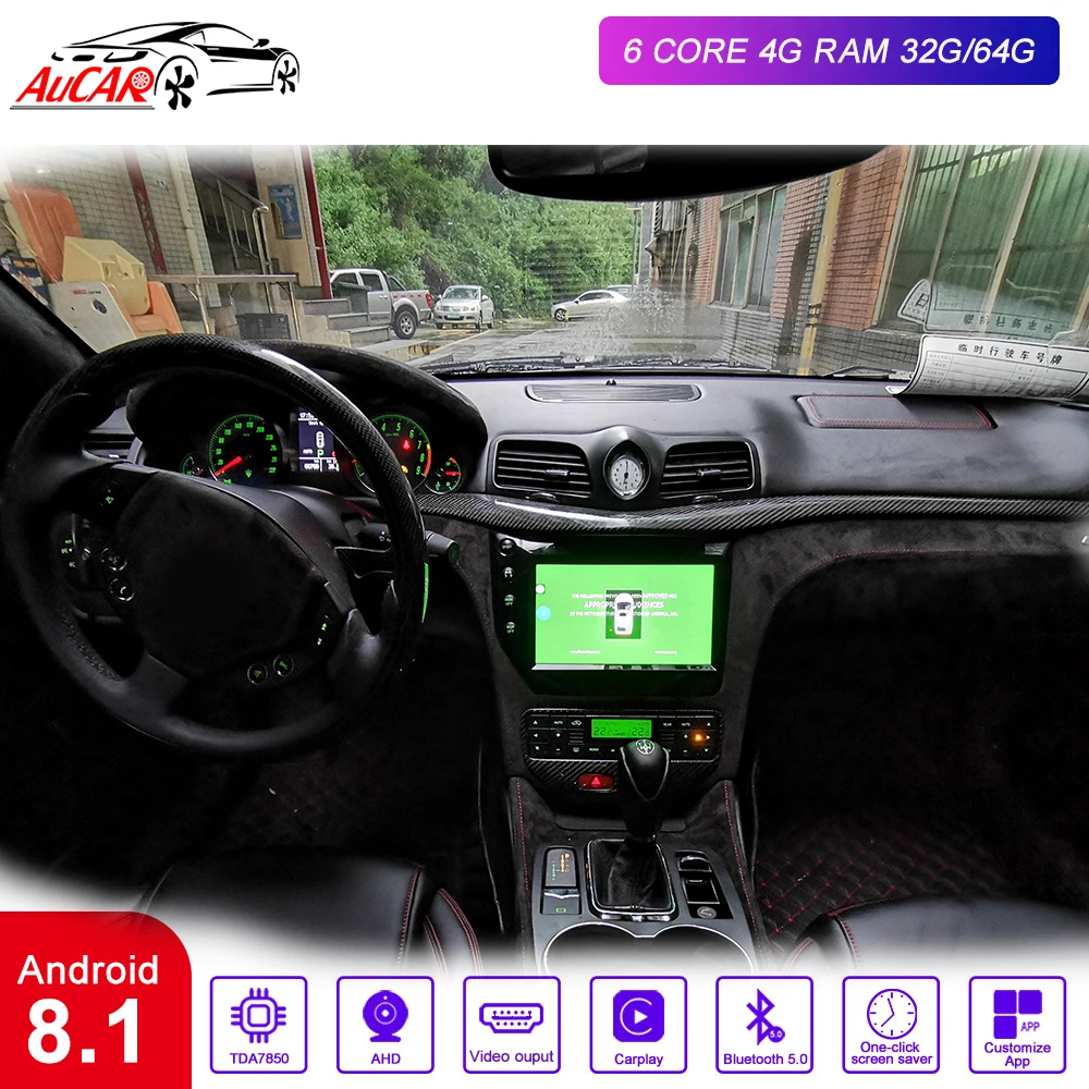 AuCAR " Android 8,1 DIN Автомобильный мультимедийный Радио стерео для Maserati GT/GC GranTurismo 2007- gps навигация автомобильный dvd-плеер