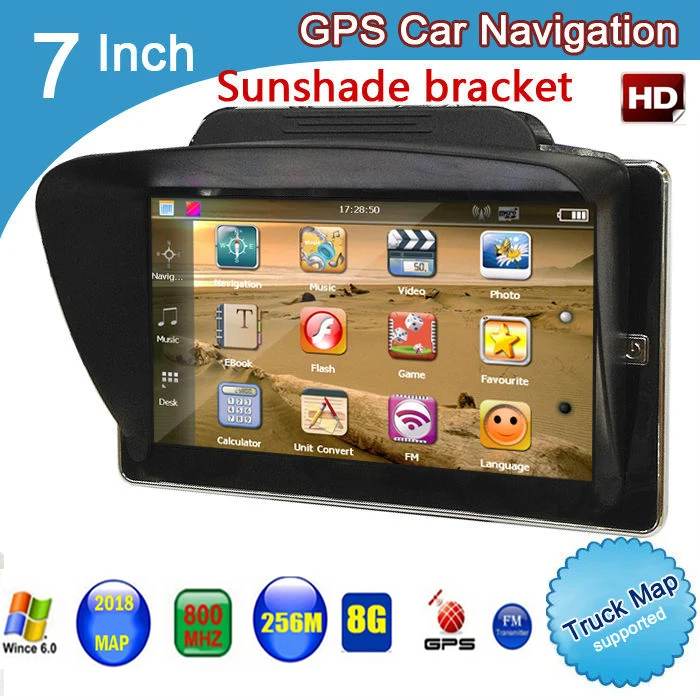 7 inch truck bluetooth GPS Navigation mtk ce6.0 800Mhz 256M 8GB vehicle navigator with rear view lesswire camera maps for global |