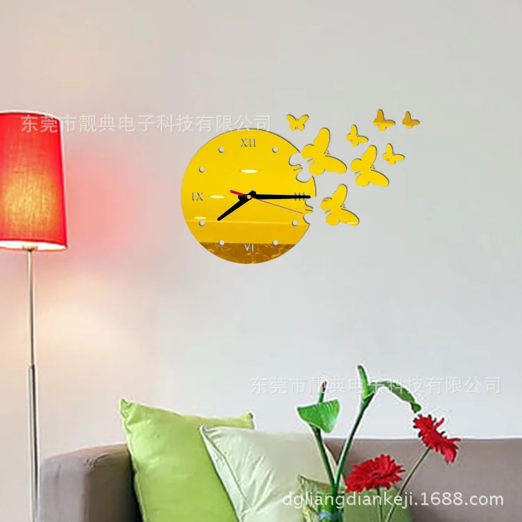 Новый стиль Горячая продажа DIY акриловые настенные часы с бабочками Европейский