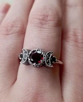 vintage female red crystal jewelry charm silver color wedding rings for women luxury red zircon stone engagement ring