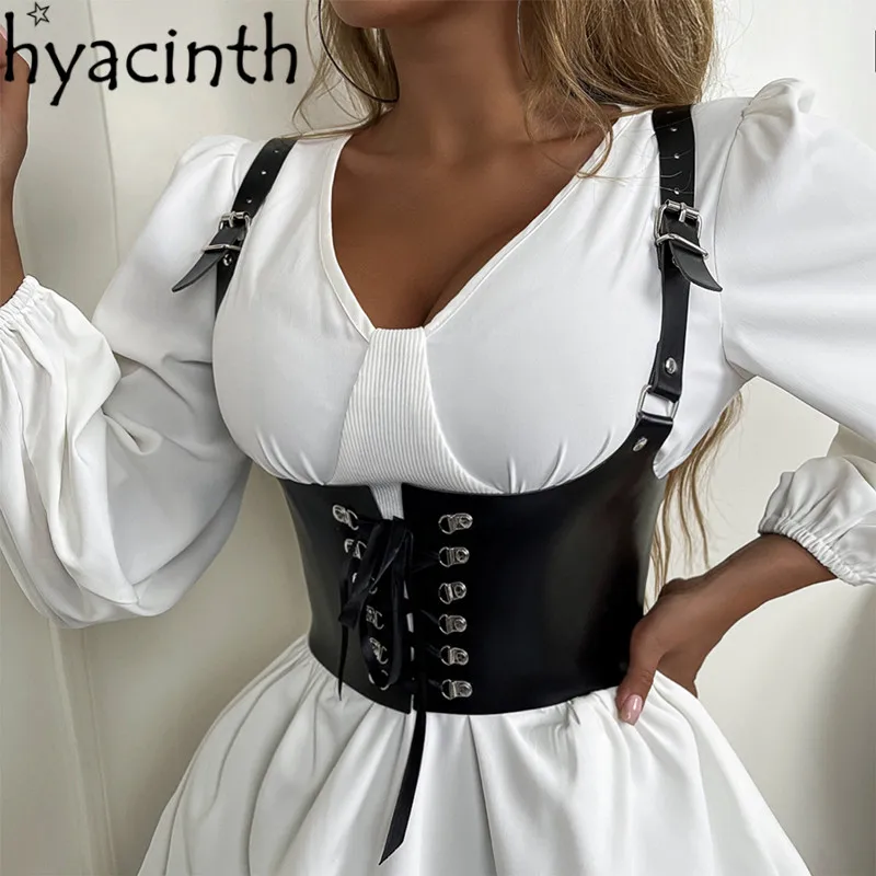 Женские черные корсеты из искусственной кожи на шнуровке Бюстье с поддержкой