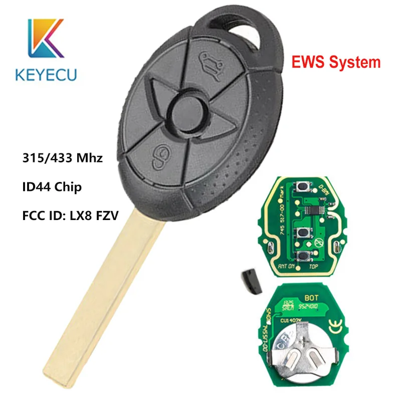 KEYECU EWS система 3 кнопки 433 МГц/315 МГц Регулируемый чип ID44 ДЛЯ BMW Old Mini Cooper S R50 R53 2004 2005