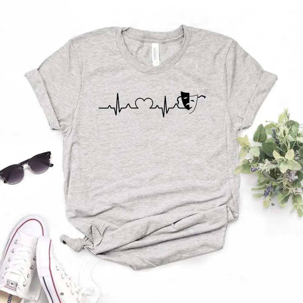 Драма &quotкардиограмма сердца печати женская футболка хлопок свободный покрой
