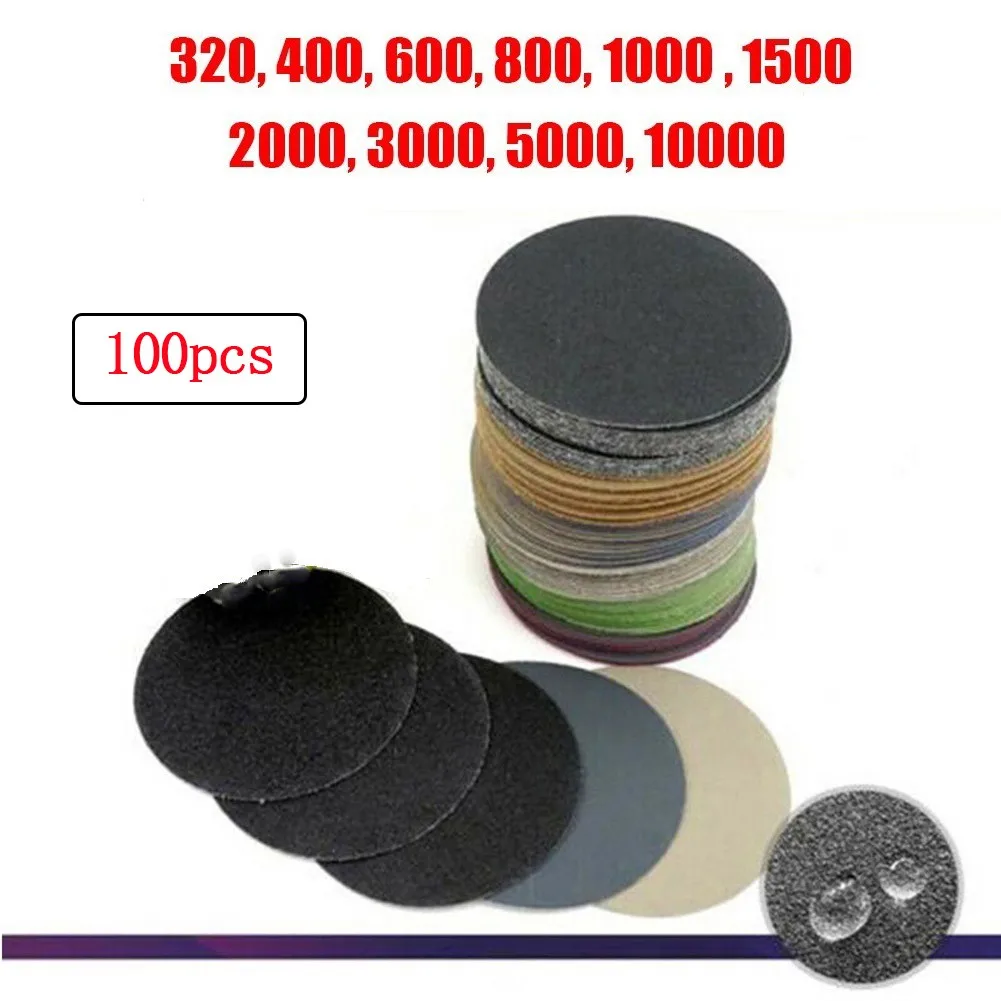 

100Pcs Set 3/6Inch Wet&Dry Sandpaper Sanding Disc Sanding Pad For Car Headlight Repair Wood Glass Stone Sanding