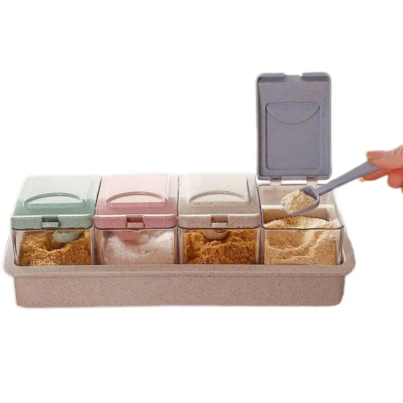 Пластиковый контейнер для приправ держатель горшки специй ящик хранения