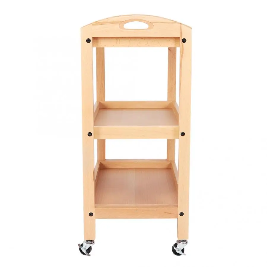 Cart Household Kitchen 3-Tier Beech Rolling Gadget Trolley Movable Storage Serving Shopping | Мебель
