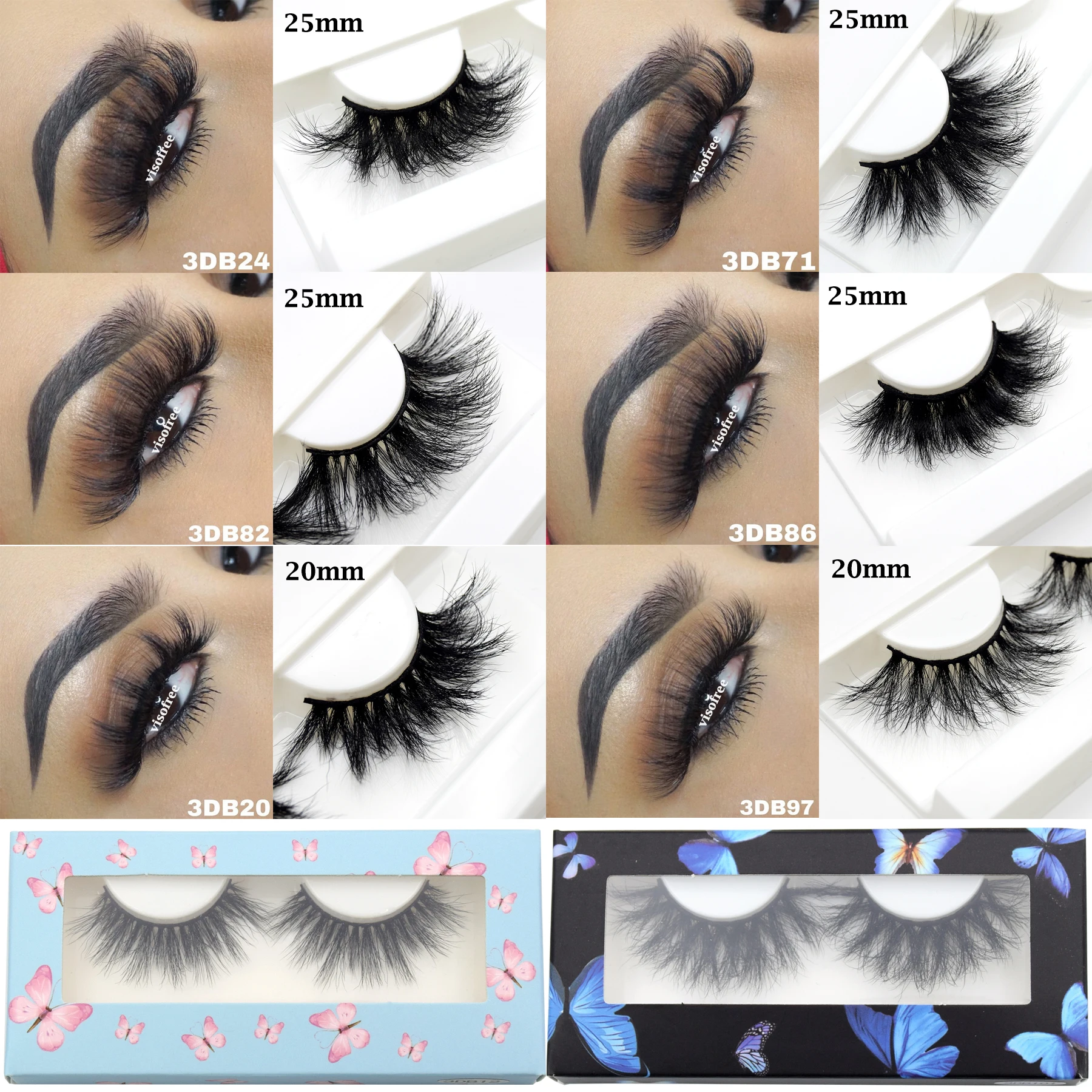 

Visofree 25mm Lashes 3D Mink Lashes Natural False Eyelashes Dramatic Volume Fake Lashes Makeup Eyelash Extension Fake Eyelashes