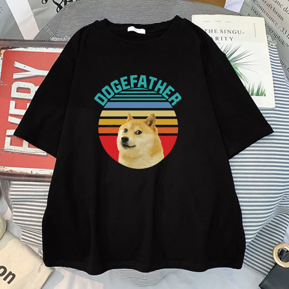 

Женская Повседневная футболка Doge Father, летняя винтажная Мягкая футболка оверсайз с принтом Шиба-ину