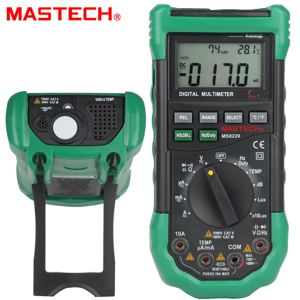 Цифровой Мультиметр MASTECH MS8229 5 в 1 тестер шума освещения температуры и влажности