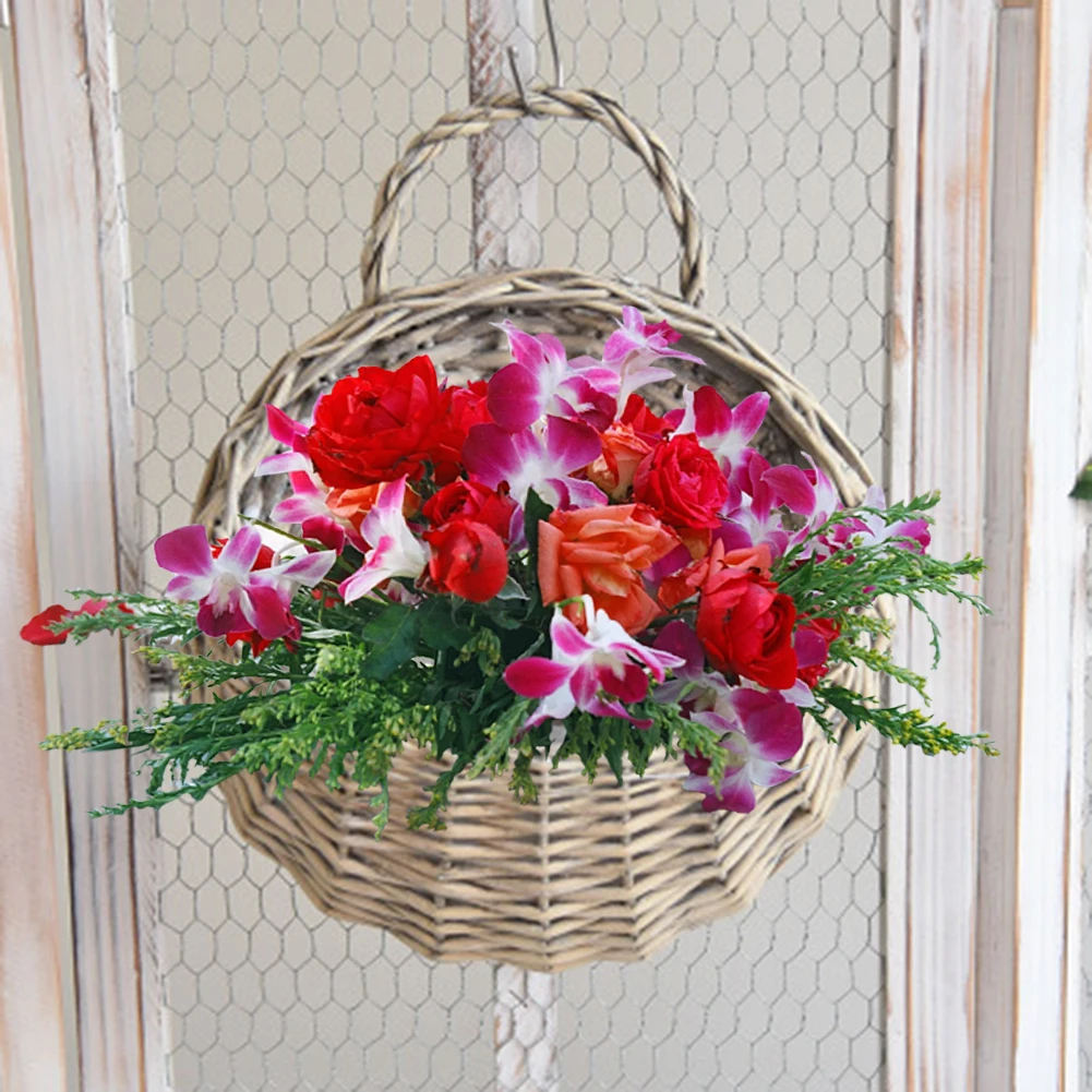 

Настенный Плетеный цветочный горшок ручной работы, подвесная плетеная ваза из ротанга, корзина для сухих цветов, контейнер для хранения, де...