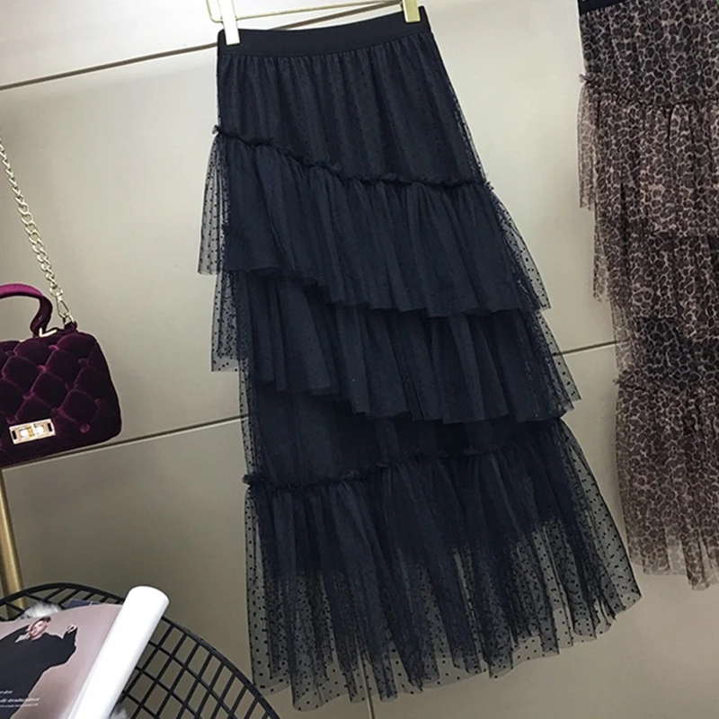 Женская Асимметричная Юбка-миди из тюля с леопардовым принтом - купить по