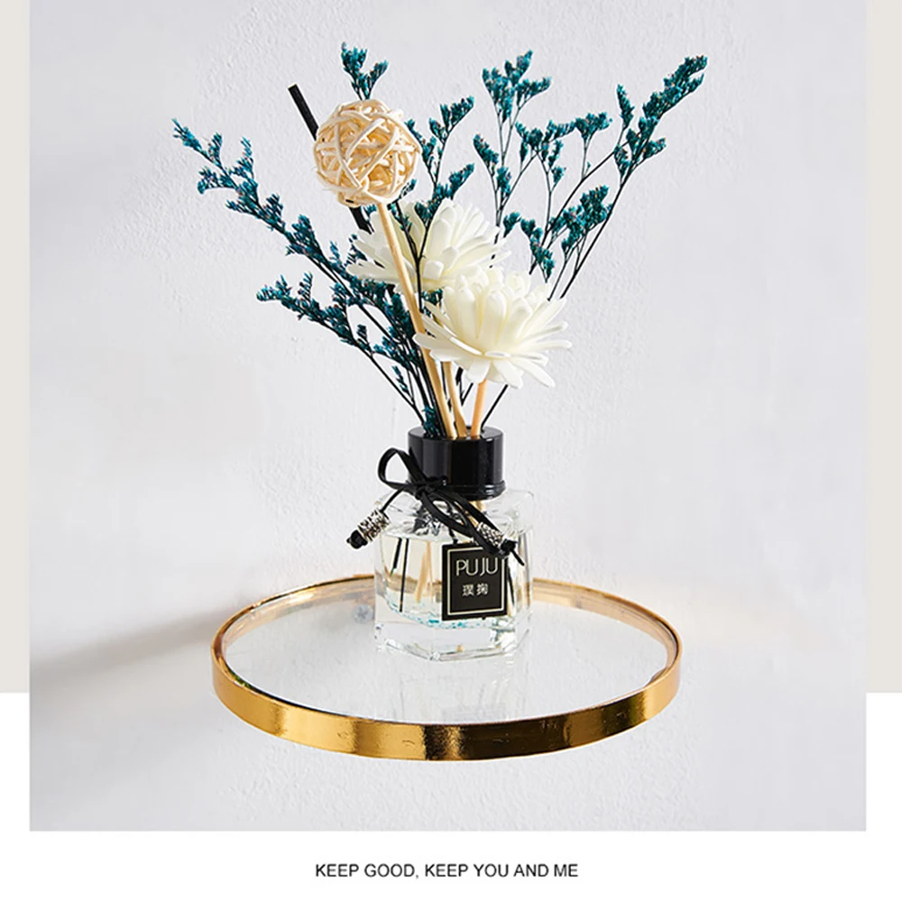 Круглая настенная подвесная железная стеклянная Золотая полка для растений в