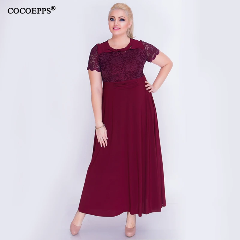 Женское кружевное платье в стиле пэчворк Элегантное макси большого размера 6xl