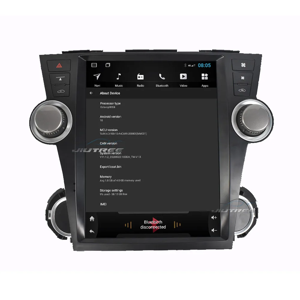 Автомобильная Мультимедийная магнитола 2DIN Android для Toyota Highlander 2009 2014 Tesla Style