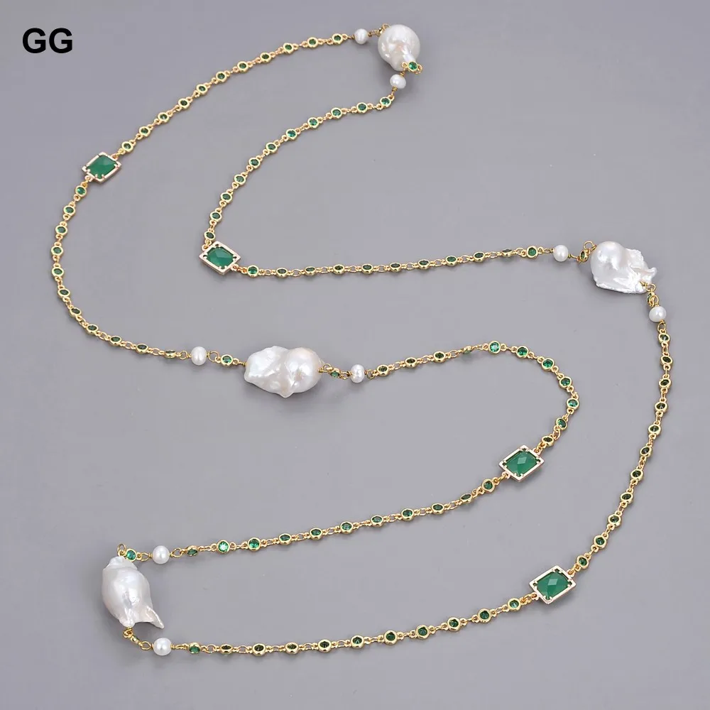 GG ювелирное изделие набор из колье и сережек с белым жемчугом зелеными