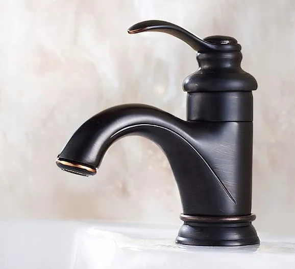 Black Oil Rubbed Brass Single Hole Deck Mounted Handle Lever Bathroom Vessel Basin Sink Faucet Mixer Water Taps mnf065 | Обустройство