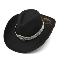 mistdawn 2021 gentlemen ladies wool blend western cowboy hat wide brim cowgirl jazz sombrero churh cap for men women diy hatband