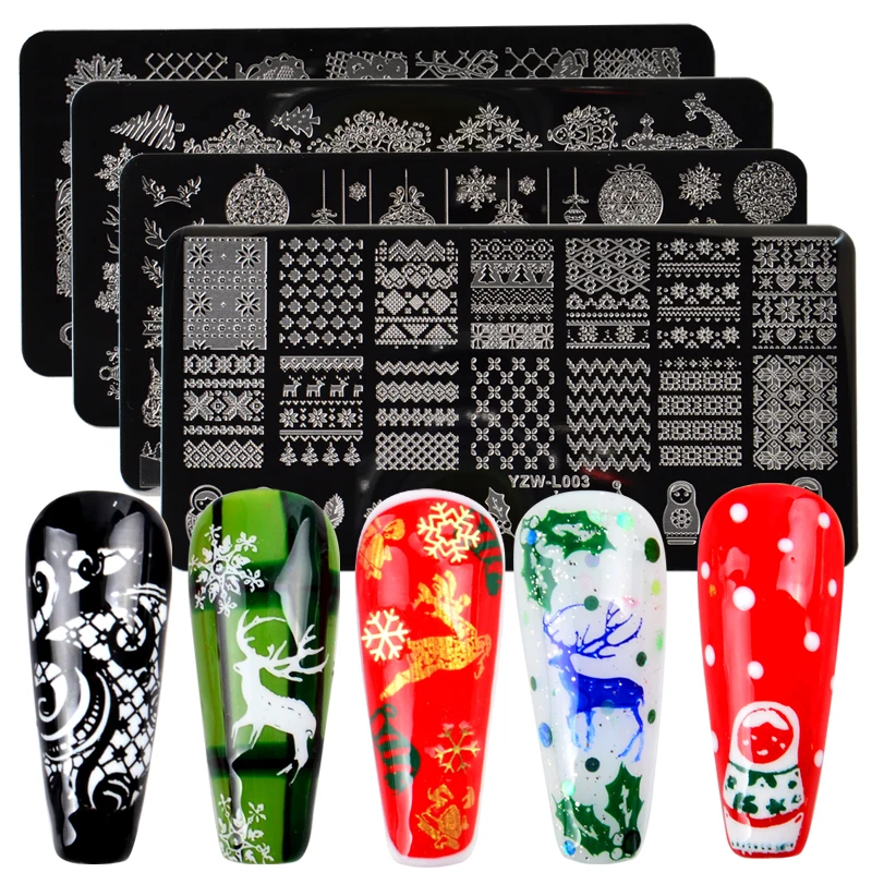 1 шт. Рождественская стальная пластина для стемпинга ногтей бабочка цветок