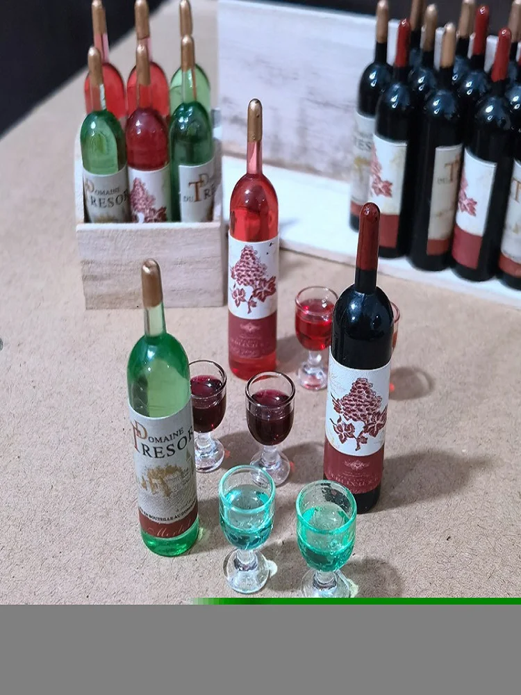 Миниатюрный аксессуар 3 шт. в 1 миниатюрная модель бокала для виски бутылке вина