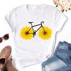 Женская футболка с коротким рукавом, круглым вырезом и принтом