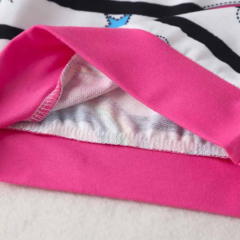 Leisure Kids Girls Fashion Sweatshirt Warm Long Sleeve Striped Rainbow Printing Splicing Hoodies Sports Top Cotton Baby Clothes