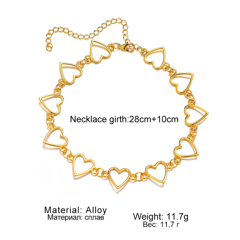 

Love Heart Choker Necklace Statement Girlfriend Gift Cute Necklace New Fashion Mujer Korean Sweet Jewelry Collier Femme Gifts