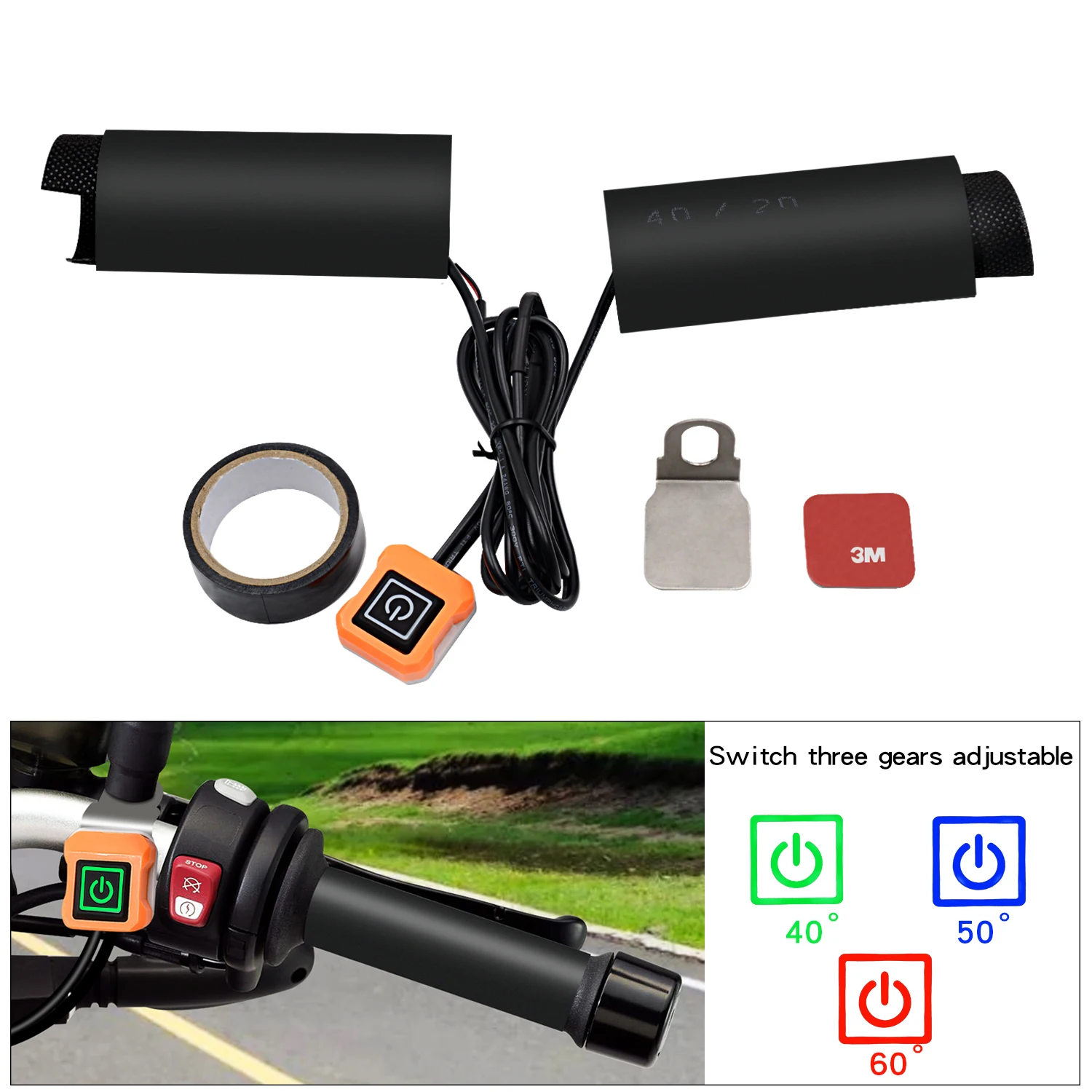 

12V Intelligent Temperature Control Third Gear Heated Grips Inserts Handlebar Hand Warmers For Universal Grip ATV Motorcycle