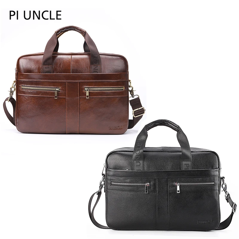 Кожаный портфель для мужчин Вместительная дорожная сумка на плечо