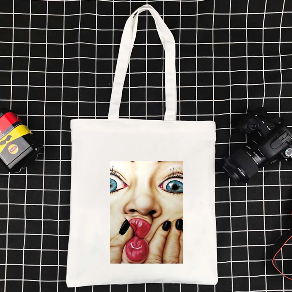 

Women Folding Ecobag High Quality Polyester Ladies Shopping Bag Effortless Canvas Bag Funny Pattern Shoulder Bags