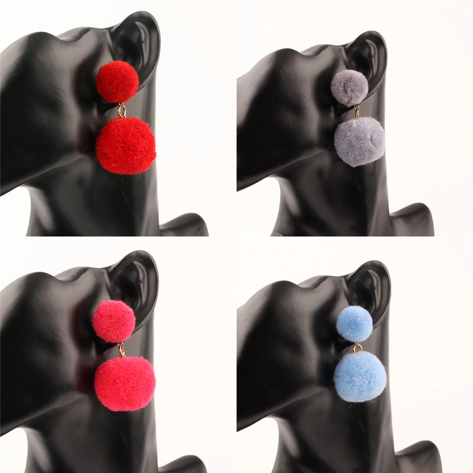 1 пара разноцветных небольших и больших помпонов серьги для женщин аксессуары