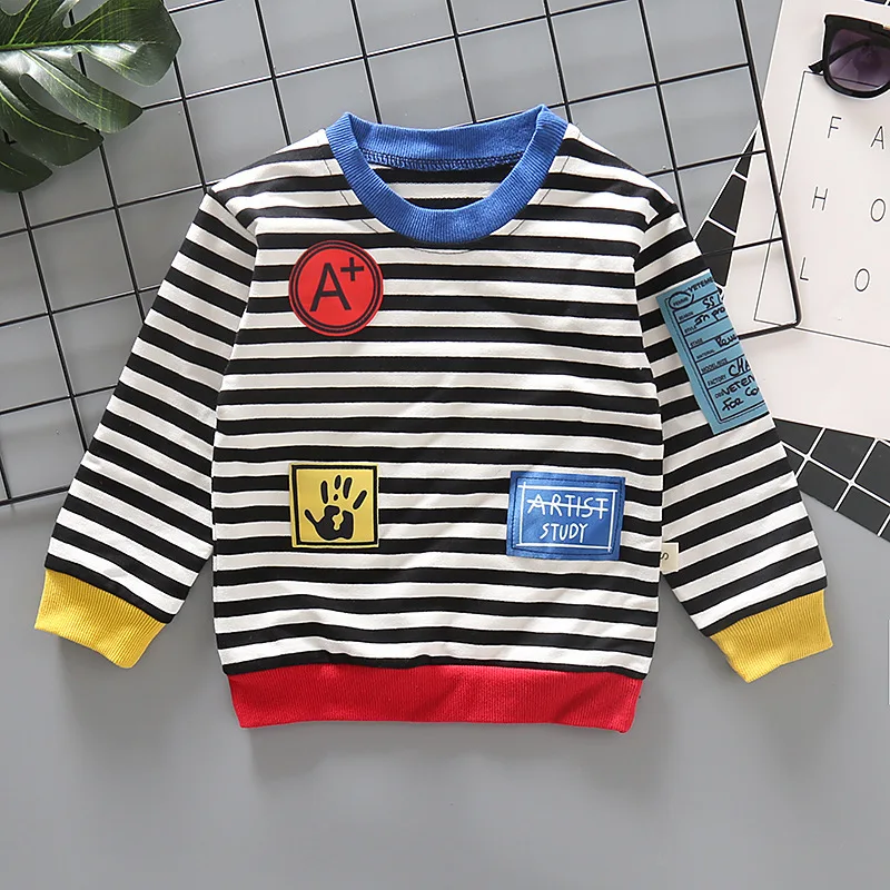 Весенние комплекты одежды для маленьких мальчиков и девочек одежда в полоску