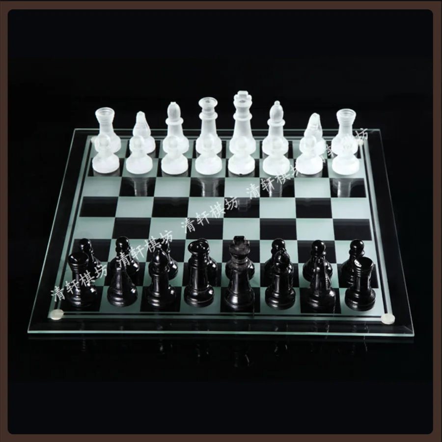 Glass Family Chess Professional King And Queen Educational Toys Chess Set Glass Queen Decor Gry Planszowe Entertainment Games