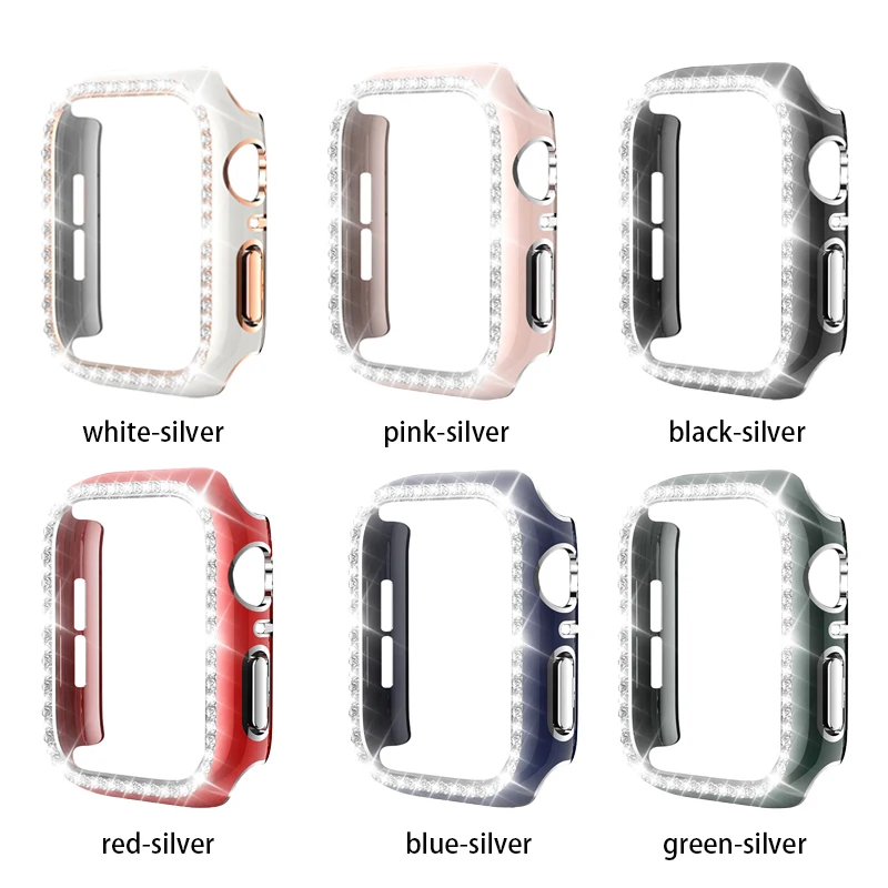 

Female Diamond Bumper Case screen Protector for Apple Watch series 6 SE 5 4 3 40mm 44mm watch cover for IWatch 3 2 1 38mm 42mm