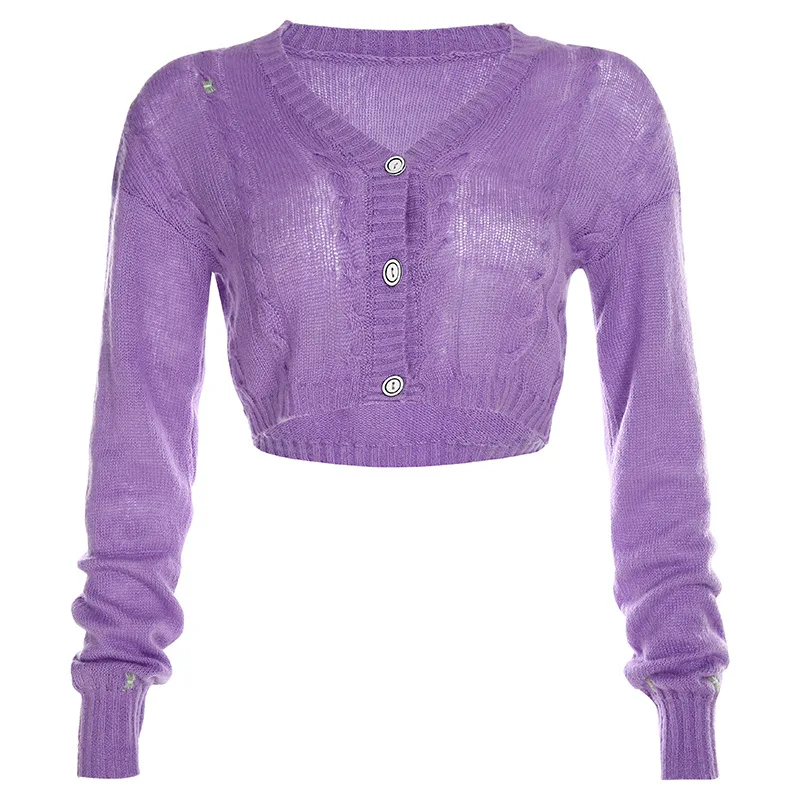 2019 autumn new knit Sweater women fashion simple solid color comfortable short |