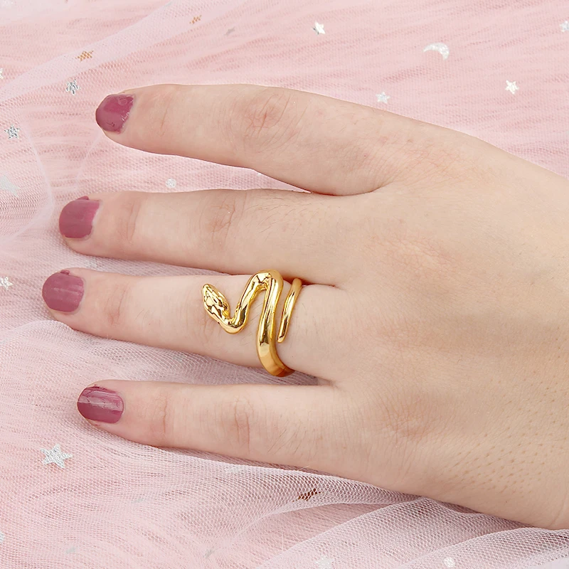 Женские и мужские модные кольца в виде змеи золотистого цвета металлическое панк