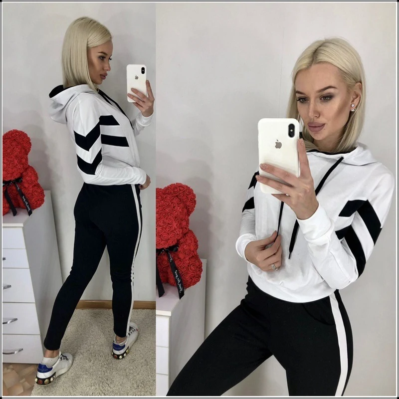 Женский спортивный костюм из 2 предметов повседневный укороченный топ с