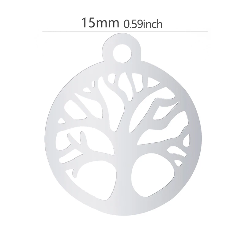 

10pcs Tree Of Life Pendant 15mm Stainless Steel Charms For Fashion Jewelry Making Bulk Accessories Necklace Bracelets Materials