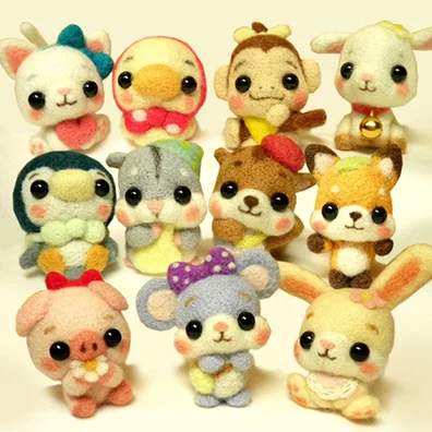 Маленькое животное набор из мультфильма шерсть для рукоделия войлок игла