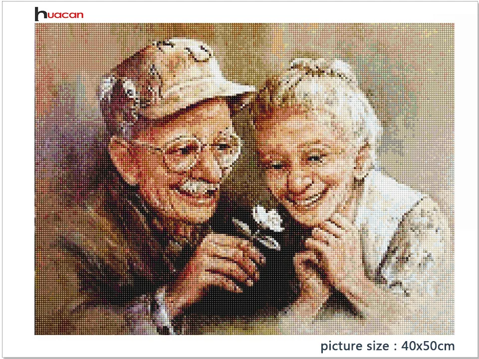 Huacan 5D DIY Diamond Painting Old Couple Full Square Rhinestone Portrait Diamond Embroidery Cross Stitch Mosaic Home Decor