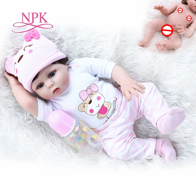 Популярный мягкий силиконовый reborn baby doll в розовом платье 48 см на ощупь милый