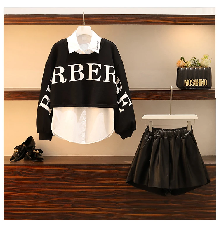 Trytree/осень-зима, женские комплекты из трех предметов, повседневные деревянные буквы, топы+ шорты с эластичной талией, широкие брюки, комплект из 3 предметов