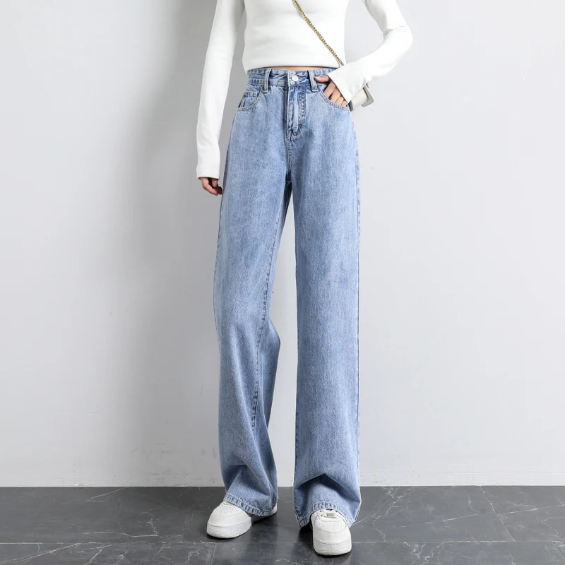 2023 New Streetwear High Waist Women'S Fashion Jeans Woman Girls Wide Leg Pants Female Trousers Denim Bagge Mom Lady