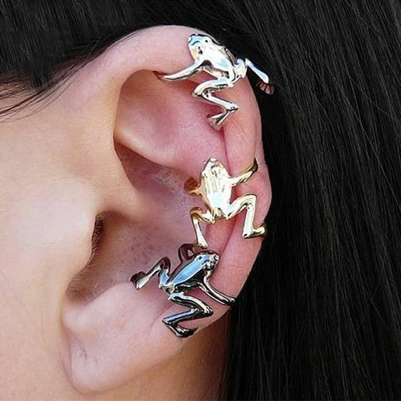 

1PCS Frog Ear Cuffs Siliver Ear Cuff Clip Earrings for Women Earcuff No Piercing Fake Cartilage Earrings